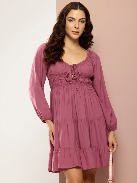 Plum Glow Tiered Dress