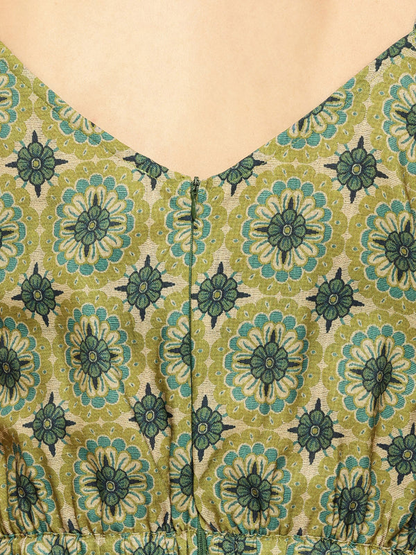Green Floral Jumpsuit