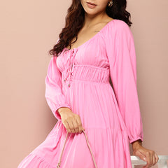 Trendy Pink Tiered Dress