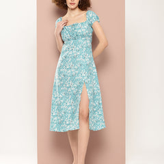 Ocean Floral Slit Dress