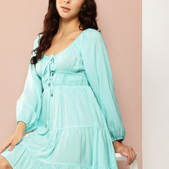 Icy Blue Tiered Dress