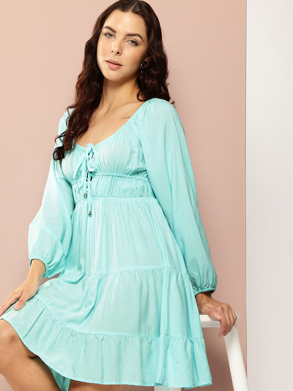 Icy Blue Tiered Dress