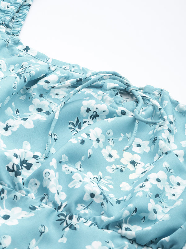 Ocean Floral Slit Dress
