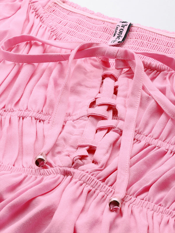 Trendy Pink Tiered Dress