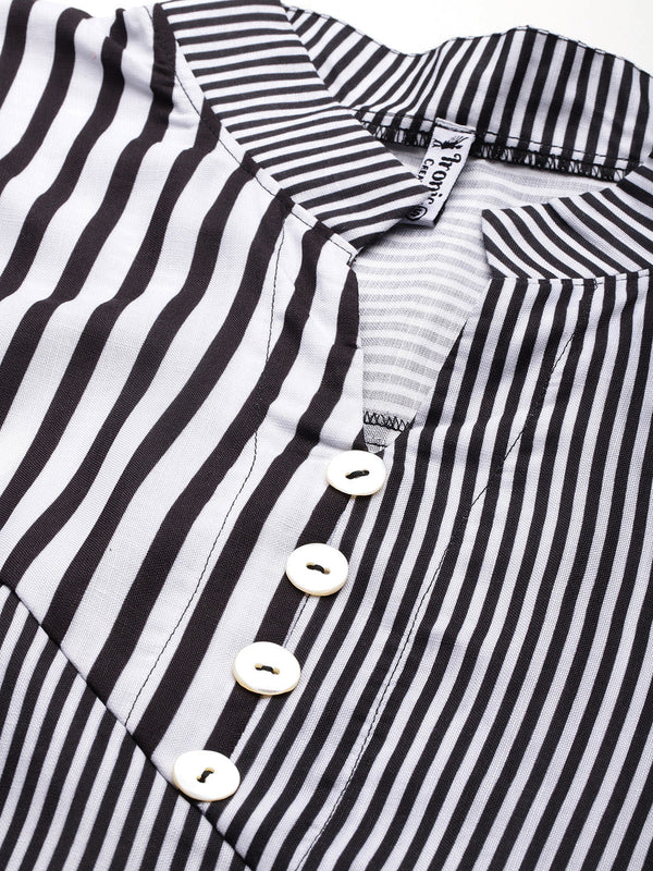 Modern Striped Tie Waist Shirt