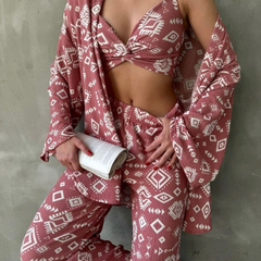Rustic Charm Printed Women's Co-ord Set - 3 piece