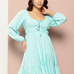 Icy Blue Tiered Dress