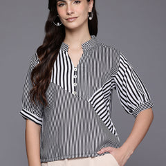 Modern Striped Tie Waist Shirt