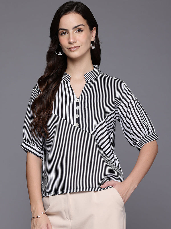 Modern Striped Tie Waist Shirt