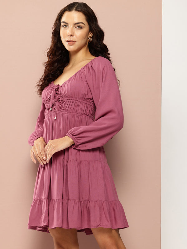 Plum Glow Tiered Dress