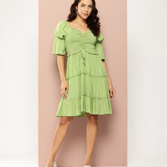 Olive Charm Tiered Dress