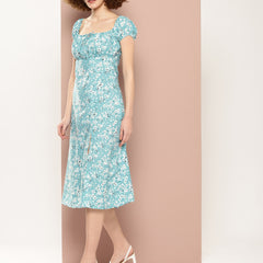 Ocean Floral Slit Dress