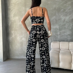 Noir Vibes Boho Printed Women's Co-ord Set - 3 piece