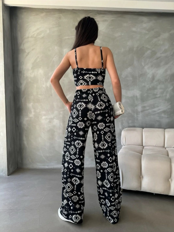 Noir Vibes Boho Printed Women's Co-ord Set - 3 piece