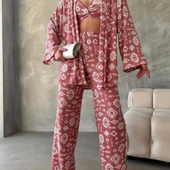 Rustic Charm Printed Women's Co-ord Set - 3 piece