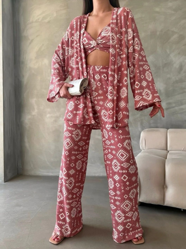 Rustic Charm Printed Women's Co-ord Set - 3 piece