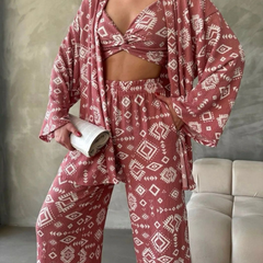 Rustic Charm Printed Women's Co-ord Set - 3 piece