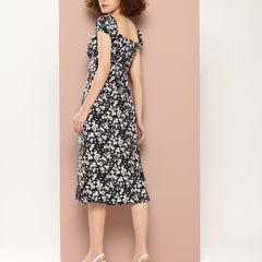 Ebony Petal Slit Dress