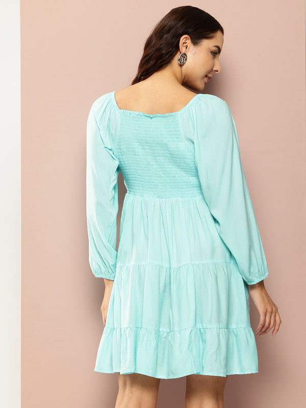Icy Blue Tiered Dress