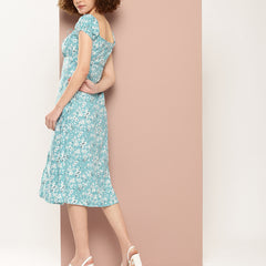 Ocean Floral Slit Dress