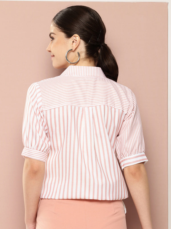 Striped Chic Tie Shirt