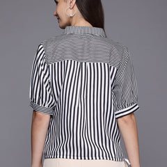 Modern Striped Tie Waist Shirt