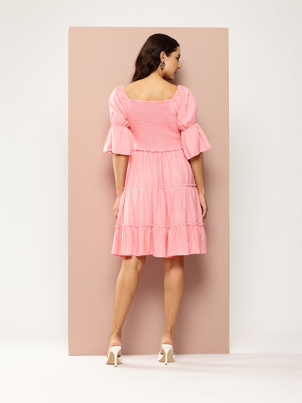 Rose Glow Tiered Dress