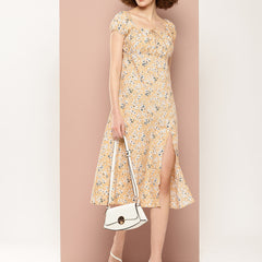 Caramel Petal Slit Dress