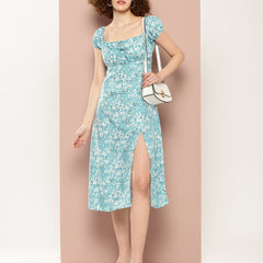 Ocean Floral Slit Dress