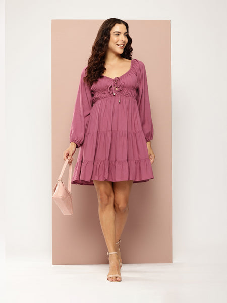 Plum Glow Tiered Dress