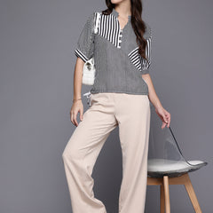 Modern Striped Tie Waist Shirt