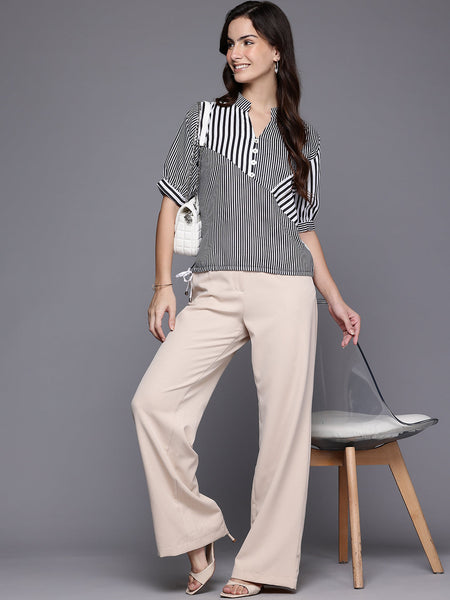 Modern Striped Tie Waist Shirt