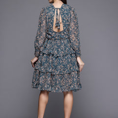 Midnight Floral Ruffle Dress