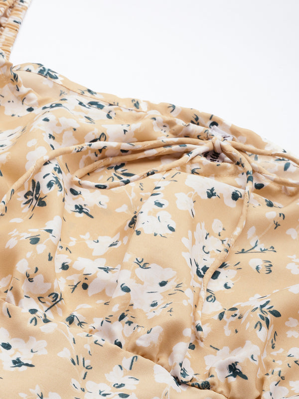 Caramel Petal Slit Dress