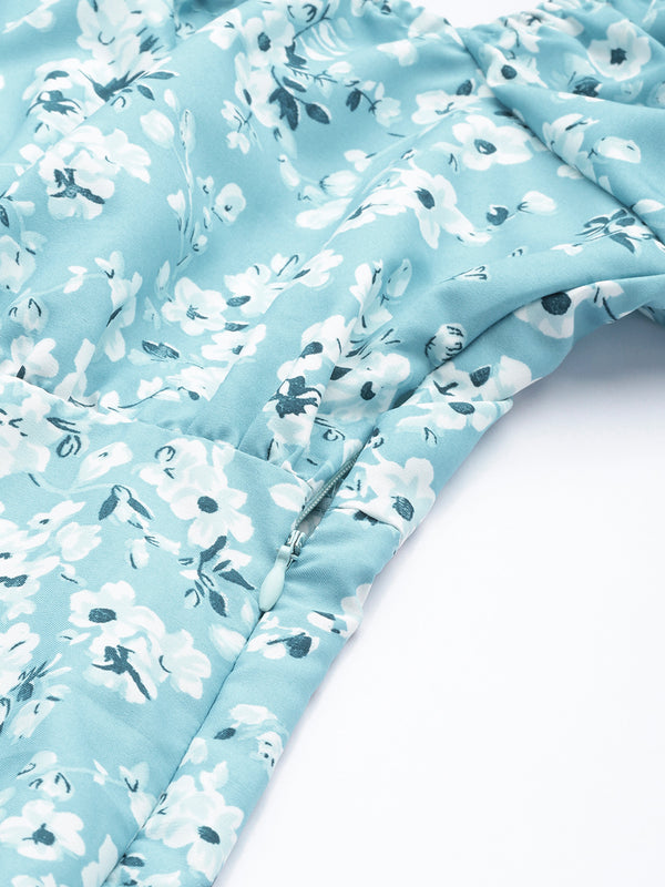 Ocean Floral Slit Dress