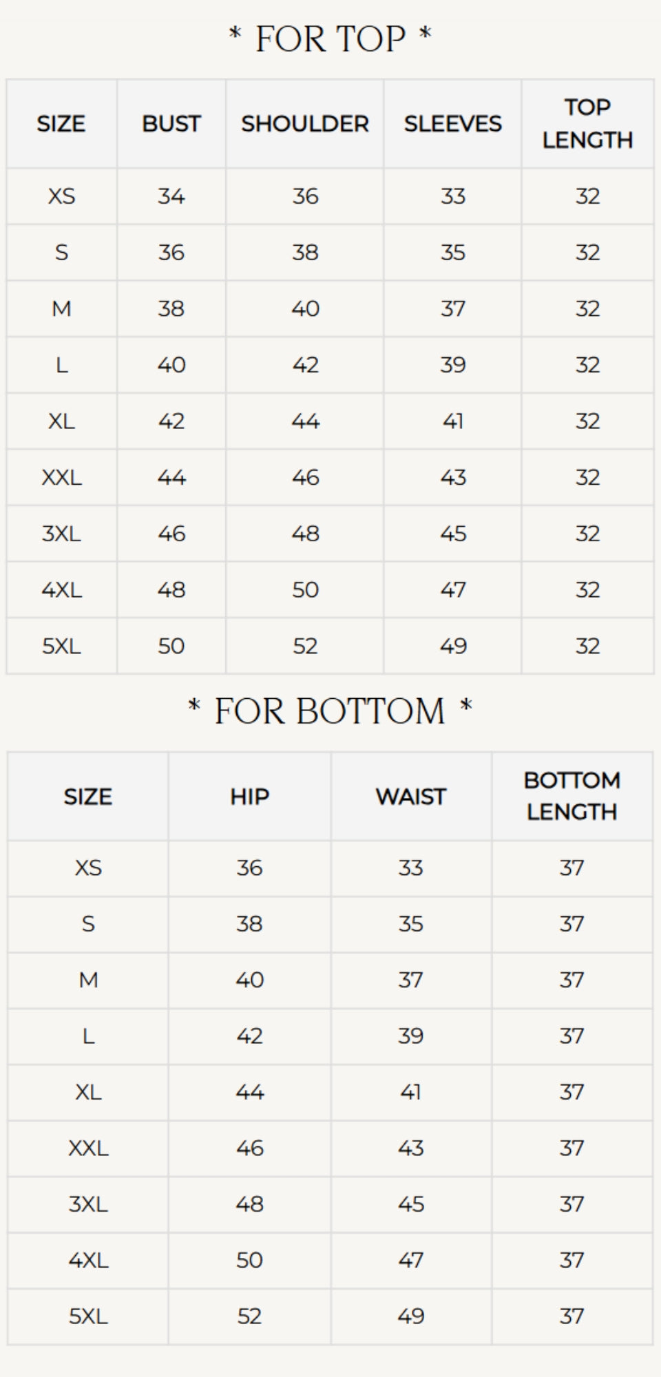 Size Chart