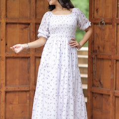 Women Fit and Flare White Dress