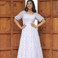Women Fit and Flare White Dress