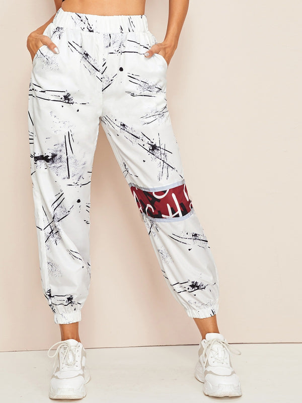 Blue Marble Flared Pants