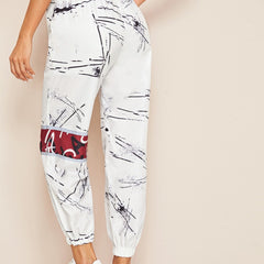 Blue Marble Flared Pants
