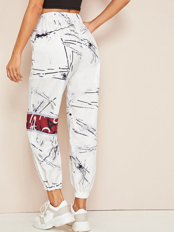 Blue Marble Flared Pants