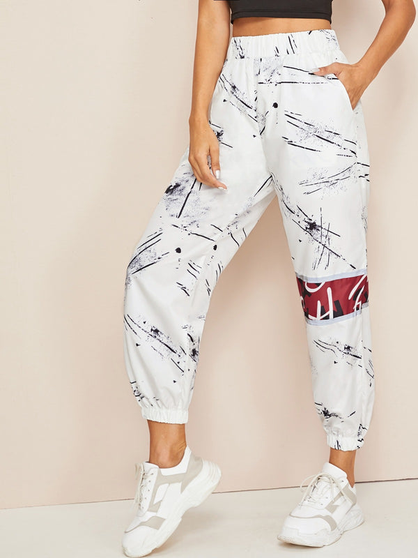 Blue Marble Flared Pants