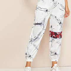 Blue Marble Flared Pants