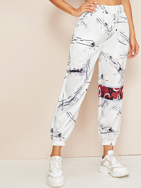 Blue Marble Flared Pants