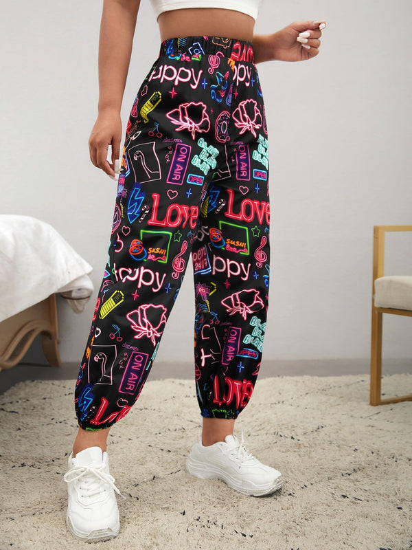 Neon Doodle Joggers