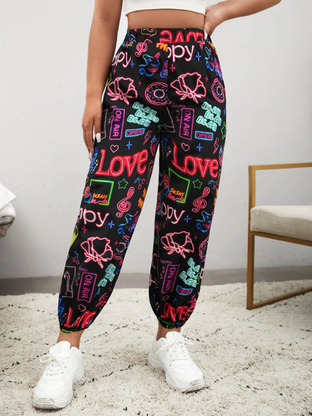 Neon Doodle Joggers