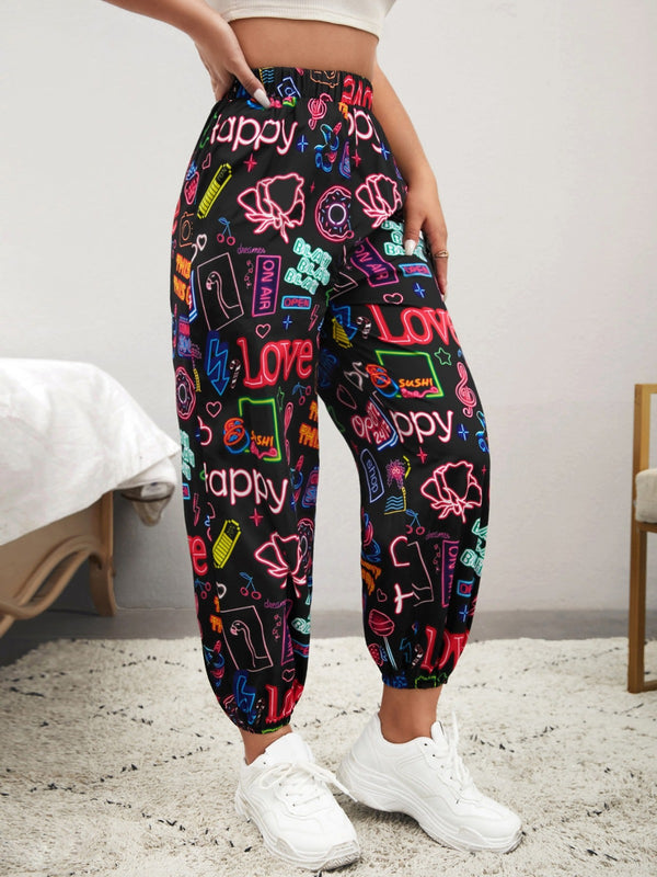 Neon Doodle Joggers