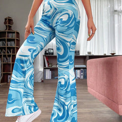 Blue Marble Flared Pants